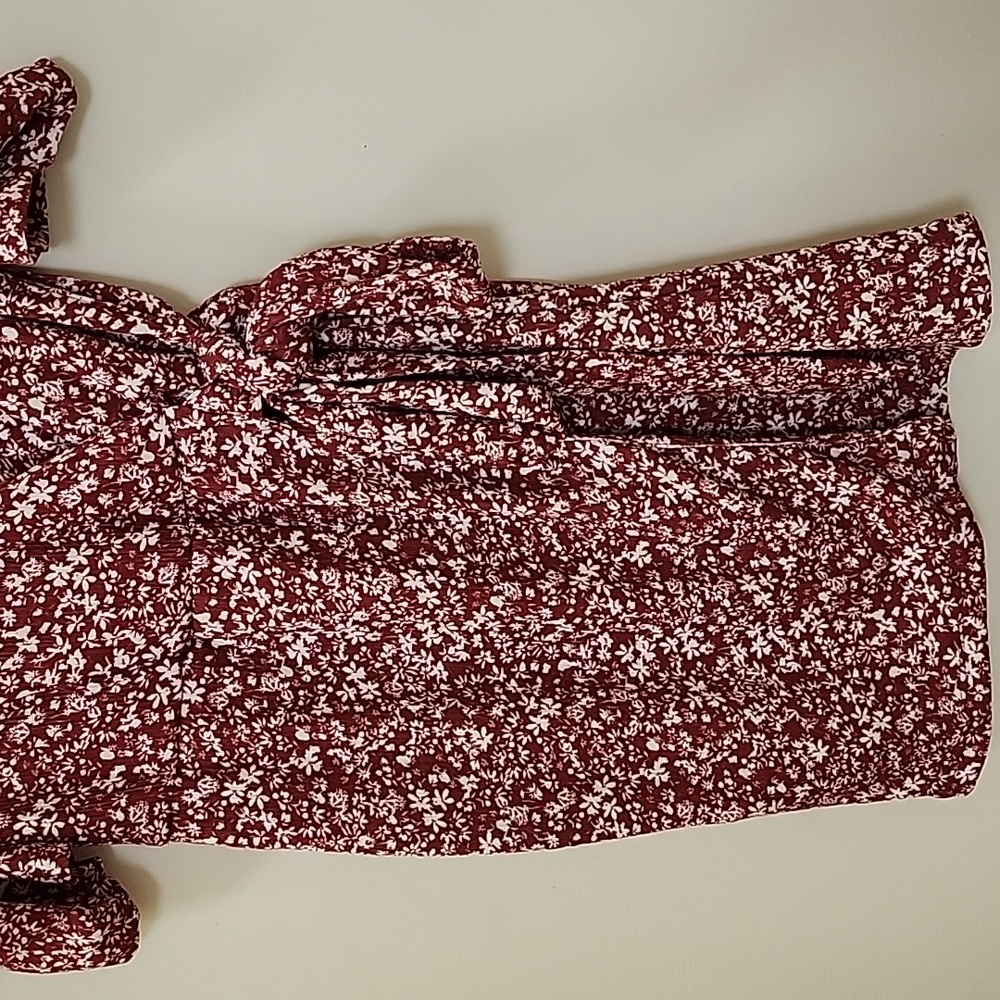 Mango Romantic Floral Wrap Dress Printed Dress with Puff Sleeves Size 4 - Picture 10 of 16